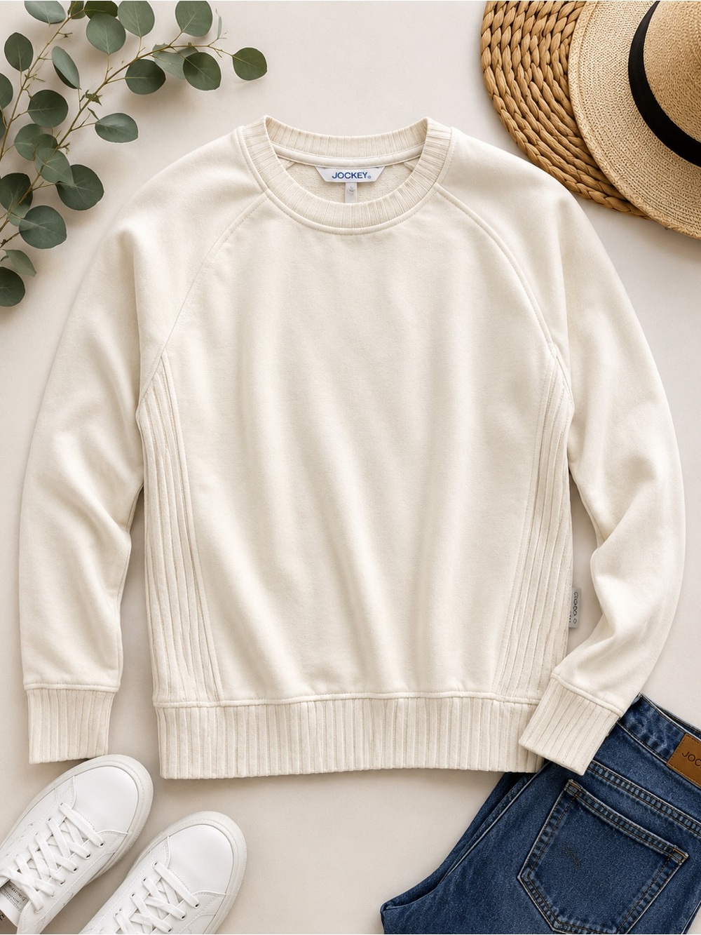 Jockey Men’s Cream Crewneck Pullover